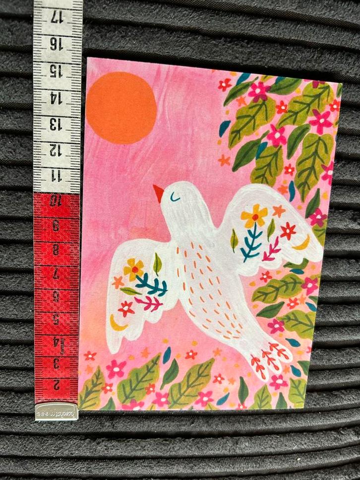 788.Kaart illustr Vogel zon Kirsten Blom art, Verzamelen, Ansichtkaarten | Themakaarten, Ongelopen, 1980 tot heden, Ophalen of Verzenden