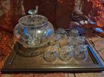 Vintage gegraveerde bowlset, Antiek en Kunst, Antiek | Glas en Kristal, Ophalen of Verzenden