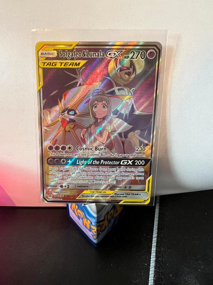 Solgaleo & Lunala GX tag team- Zeldzame Pokémonkaart!, Hobby en Vrije tijd, Verzamelkaartspellen | Pokémon, Zo goed als nieuw
