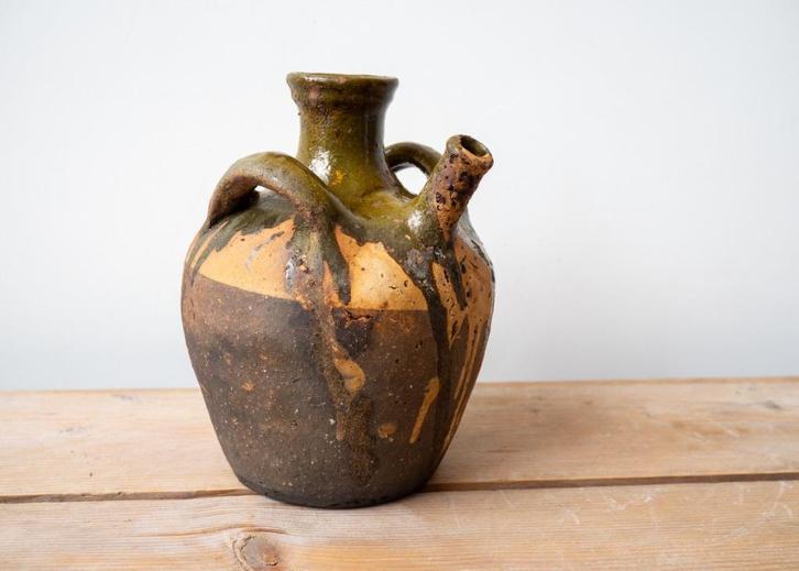 Antieke Franse walnoot olie kruik, Antiek en Kunst, Antiek | Keramiek en Aardewerk, Ophalen of Verzenden