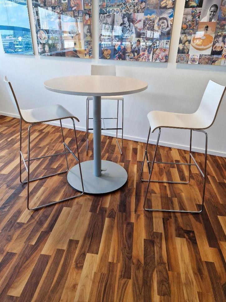 Vitra (zit sta) statafel + HPL barkrukken (2 sets), Huis en Inrichting, Barkrukken, Zo goed als nieuw, Metaal, In hoogte verstelbaar