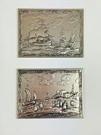 Zilveren Wanddecoratie - Schepen en Dorpsgezicht, Ophalen of Verzenden