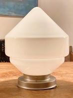 Prachtige plafondlamp/plafonniere, opaalglas/nikkel, Gispen?, Ophalen of Verzenden, Zo goed als nieuw