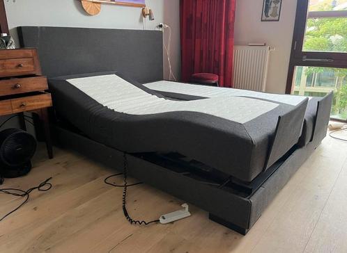 Elektrisch verstelbare boxspring 160x200 cm, Huis en Inrichting, Slaapkamer | Bedden, Gebruikt, Tweepersoons, 180 cm, 200 cm, Stof