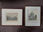 Twee prenten Zwolle in lijst, Antiek en Kunst, Kunst | Etsen en Gravures, Ophalen