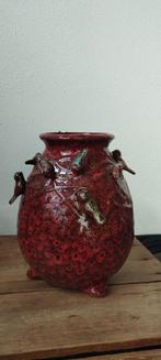 Vaas met vogeltjes op pootjes, Huis en Inrichting, Overige kleuren, Ophalen of Verzenden, Minder dan 50 cm, Glas