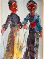 Schilderij Wayang poppen door Piet Vos, Ophalen of Verzenden