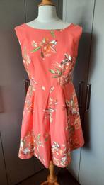 Zomerjurk zalmroze bloemen vintage rockabilly cocktailjurk, Ophalen of Verzenden, Zo goed als nieuw, Maat 38/40 (M), Roze