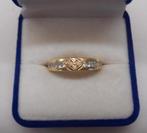 18 karaat gouden ring met steentjes maat 18.5 nr.1474, Verzenden, Goud, Ring