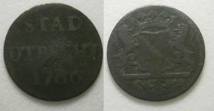 1] Utrecht Stad Duit 1766, Postzegels en Munten, Munten | Nederland, Losse munt, 1 cent, Vóór koninkrijk, Ophalen of Verzenden