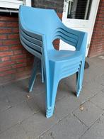Gratis lichtblauwe plastic tuinstoelen, Tuin en Terras, Ophalen, Gebruikt, Plastic
