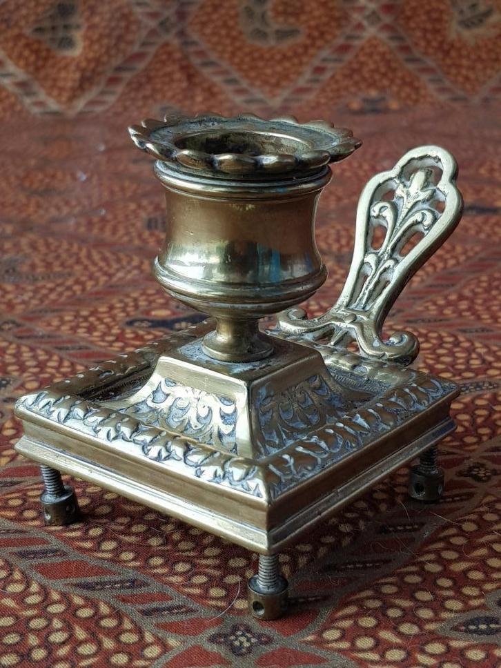 Mooie antieke koperen blaker uit Engeland 9 cm. uit 1870., Antiek en Kunst, Antiek | Kandelaars, Koper of Brons, Ophalen of Verzenden
