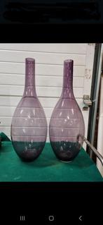 vazen opal  paars glas fles vorm, Huis en Inrichting, Woonaccessoires | Vazen, Ophalen of Verzenden, 'T Olde Gre-j, Info@toldegrej.nl
