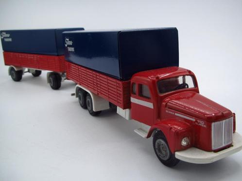 Tekno - Scania 110 Super Bakwagen aanhanger 1:50, Hobby en Vrije tijd, Modelauto's | 1:50, Zo goed als nieuw, Bus of Vrachtwagen