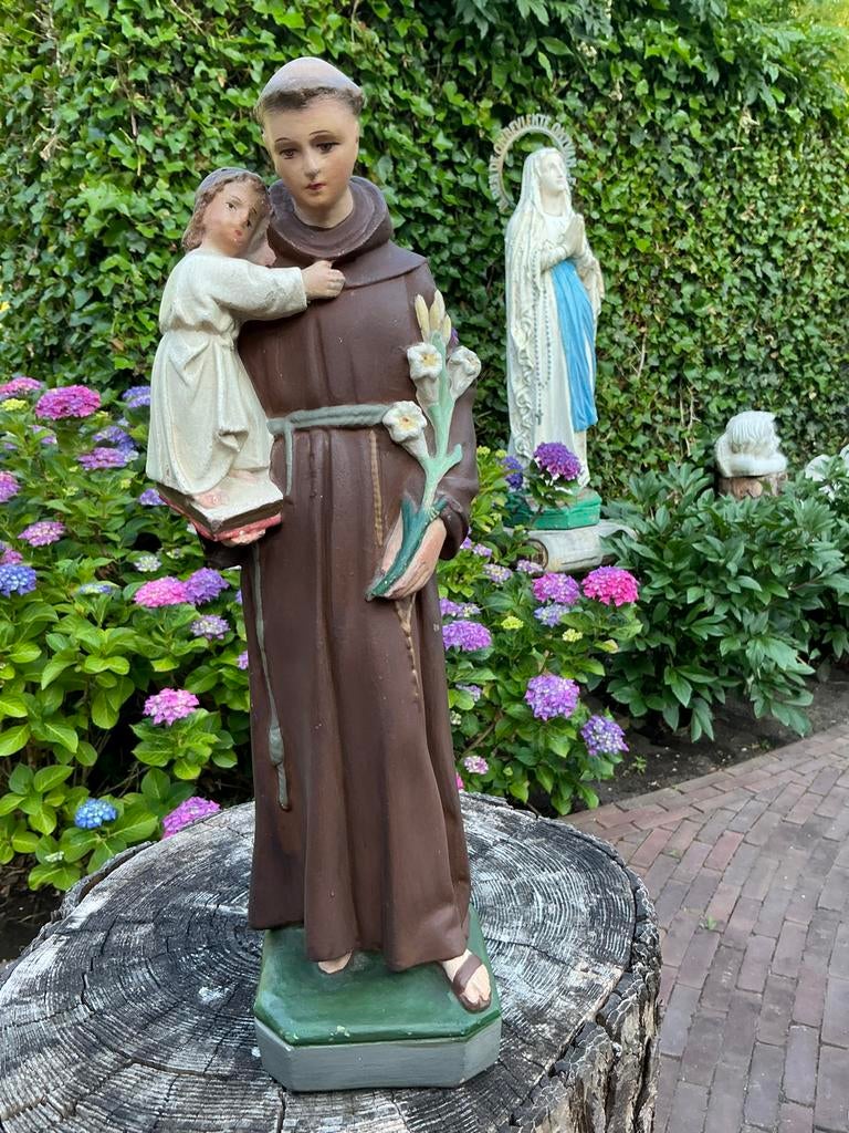 Antiek heiligenbeeld ❤️ St. Anthonius met kindje op boek, Antiek en Kunst, Ophalen of Verzenden