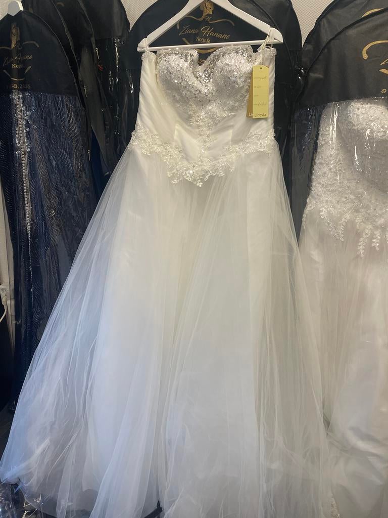 Elegante Bruidsjurk Maat 50, Ophalen of Verzenden, Zo goed als nieuw, Wit, Trouwjurk