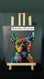 Handgeschilderde Franse Bulldog op canvas, Antiek en Kunst, Ophalen of Verzenden
