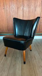 Vintage zwarte cocktail chair / fauteuil / stoel, Ophalen, Zwart, Leer, Zo goed als nieuw