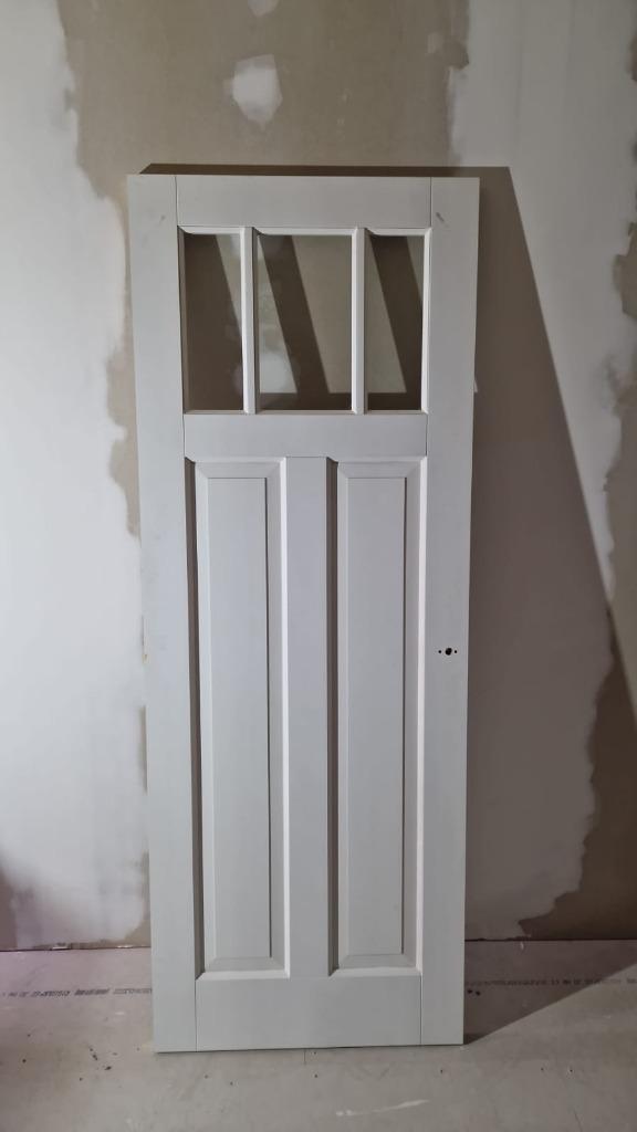 Stompe Deur 50, Doe-het-zelf en Verbouw, Deuren en Horren, Gebruikt, Binnendeur, 200 tot 215 cm, Minder dan 80 cm, Glas, Hout
