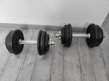 Metalen dumbbells 2x schijven van 1,25kg, 2kg en 2,5 kg beschikbaar voor biedingen