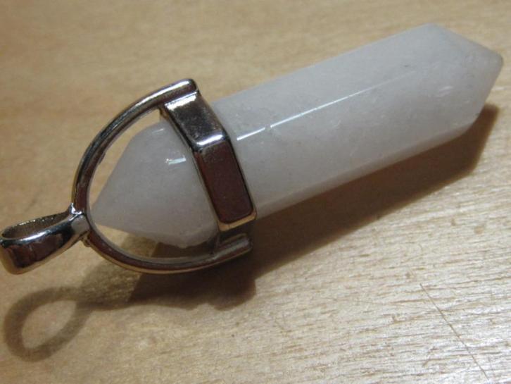 h. 2x edelsteenhanger SNEEUWKWARTS (1) hexagon, Sieraden, Tassen en Uiterlijk, Kettinghangers, Nieuw, Steen of Mineraal, Wit, Overige voorstellingen