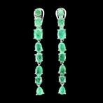 oorbellen 925 zilver 14 k wit goud verguld met Smaragd, Nieuw, Ophalen of Verzenden, Met edelsteen, Knopjes of Stekers