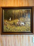 Olieverf schilderij “Hubertus met hert", Antiek en Kunst, Kunst | Schilderijen | Klassiek, Ophalen