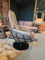 Leren draaifauteuil "jurgen" opruiming bruin rundleer, Ophalen of Verzenden, Zo goed als nieuw, 75 tot 100 cm