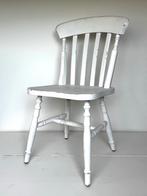 4 Witte Vintage Houten Keukenstoelen - Set, Ophalen, Gebruikt, Wit, Vier