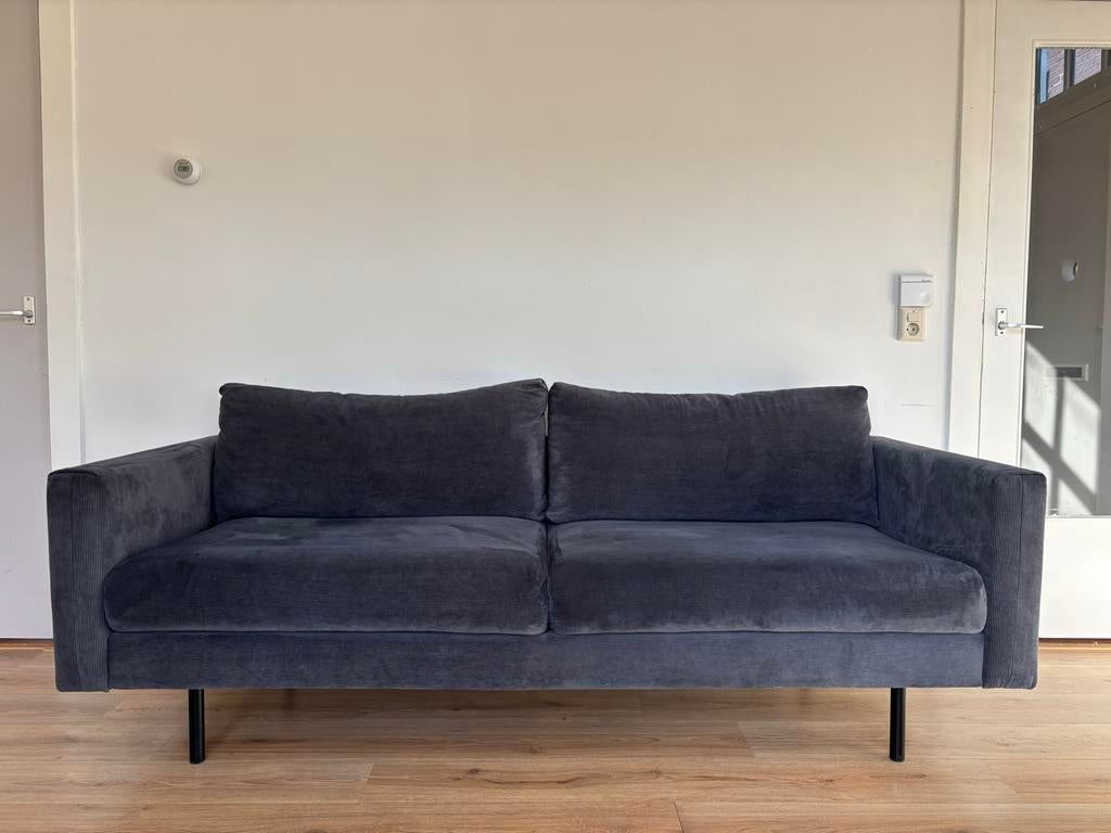 Corduroy 4-zits bank, Ophalen, 75 tot 100 cm, Zo goed als nieuw, Rechte bank