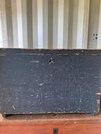 Zwarte houte kist opbergkist, Antiek en Kunst, Curiosa en Brocante, Ophalen