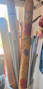 4 houten breinaalden kokers, Ophalen of Verzenden, Gebruikt, Breien, Naald