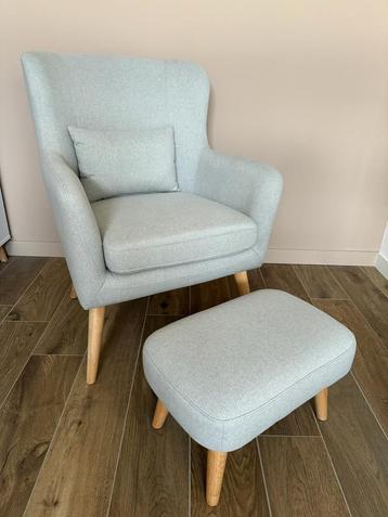 Fauteuil Ribolt + hocker - grijs (als nieuw) beschikbaar voor biedingen