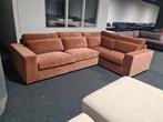 Nieuwe trendy hoekbank loungebank bruin velours stof, Nieuw, Ophalen of Verzenden, Vierpersoons of meer, Stof