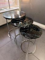 3-delige bijzet tafel, Kunststof, Rond, 55 tot 75 cm, Zo goed als nieuw