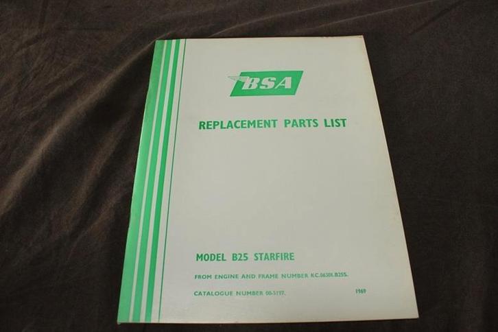 BSA B25 Starfire 1969 motorcycle parts list, Motoren, Handleidingen en Instructieboekjes, Overige merken, Ophalen of Verzenden
