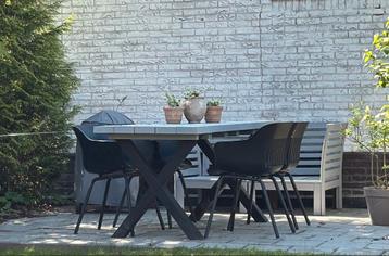 Tuinset - Tafel metalen x frame en stoelen Hartman beschikbaar voor biedingen
