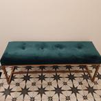 Bankje 80 cm fluweel groen, Huis en Inrichting, Ophalen of Verzenden, Zo goed als nieuw, Rechthoekig, 125 cm of meer