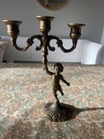 Antieke kandelaar met engel, Antiek en Kunst, Ophalen of Verzenden, Koper of Brons