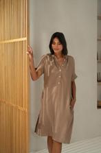Zusss jurk, lichtbruin in  linnenlook, maat L, Maat 38/40 (M), Bruin, Ophalen of Verzenden, Knielengte