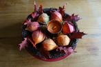 decoratieve herfst schaal met geurkaars en krans, Huis en Inrichting, Woonaccessoires | Overige, Ophalen