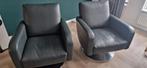 Twee lederen Montel antraciet grijze draaifauteuils, Huis en Inrichting, Fauteuils, Ophalen, Gebruikt, 75 tot 100 cm, 75 tot 100 cm