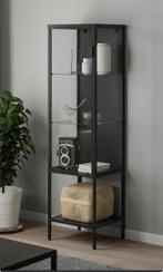 Glazen Ikea vitrinekast Rudsta, met metalen frame, antraciet, Ophalen, Met plank(en), Minder dan 50 cm, 150 tot 200 cm