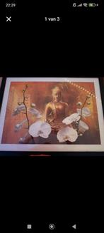 Boeddha Schilderij met Orchideeën, Antiek en Kunst, Ophalen