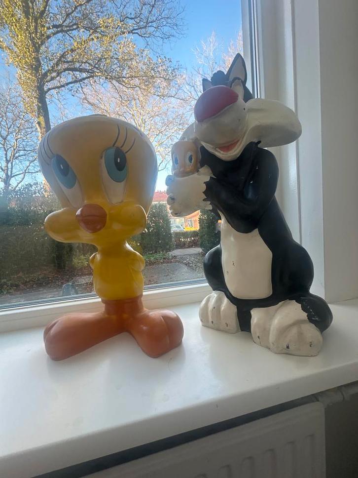 Looney Tunes Beelden - Tweety & Sylvester - Vintage, Verzamelen, Beelden en Beeldjes, Gebruikt, Fantasy, Ophalen of Verzenden