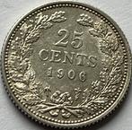 Schitterend kwartje 1906, Zilver, 25 cent, Ophalen of Verzenden, Koningin Wilhelmina