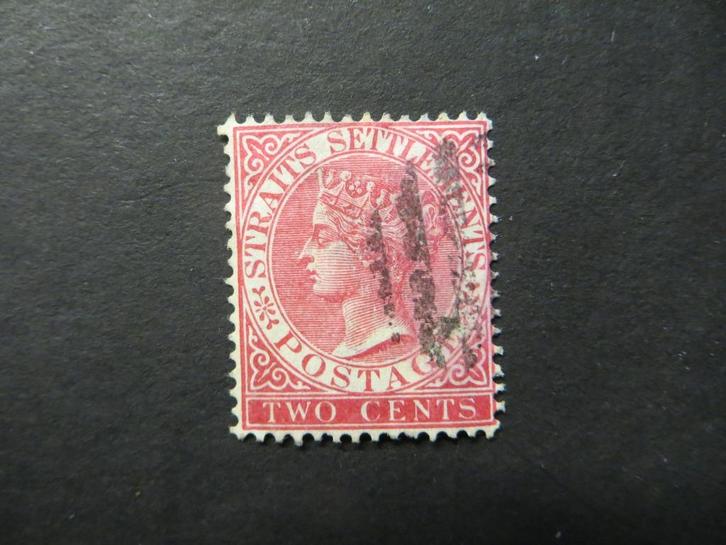 A03384: Straits Settlements QV 2 c CA, Postzegels en Munten, Postzegels | Azië, Ophalen of Verzenden