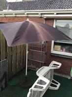 Balkonparasol (2 x) zwart (verkleurd) met voet, Tuin en Terras, Ophalen, Gebruikt, 1 tot 2 meter