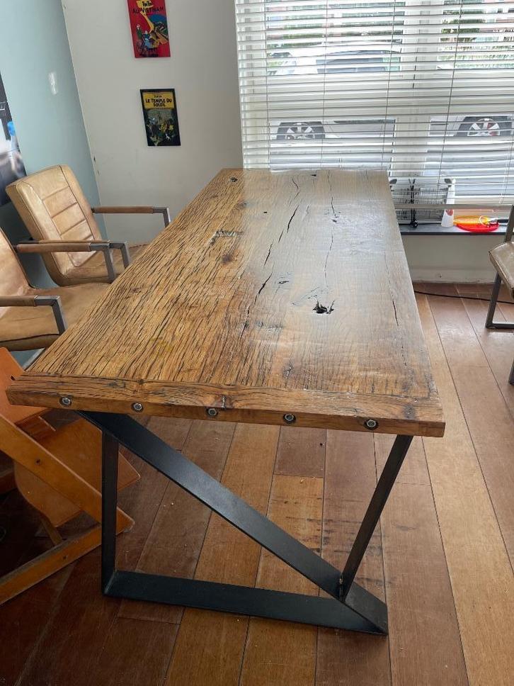 Eikenhouten eettafel, Huis en Inrichting, Tafels | Eettafels, Gebruikt, 50 tot 100 cm, 200 cm of meer, Vijf personen of meer, Rechthoekig