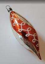 oude kerstbal, spiraal zilver en koper met witte lijnen 11,5, Ophalen of Verzenden